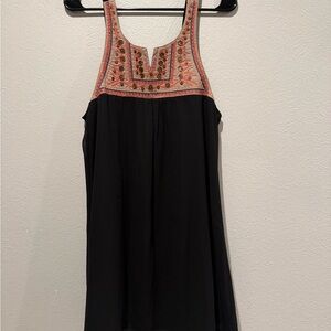 Umgee Black Dress with Embroidered Details. 
PTP 19”. Length 35”
